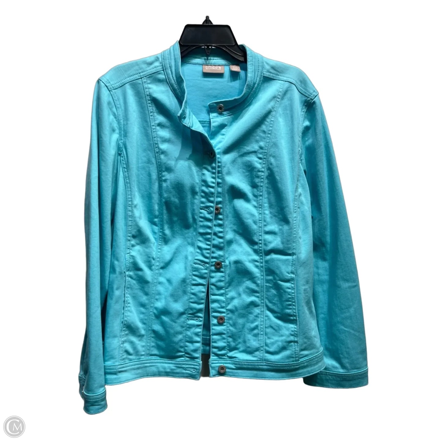 Jacket Denim By Chicos In Blue Denim, Size: Xl
