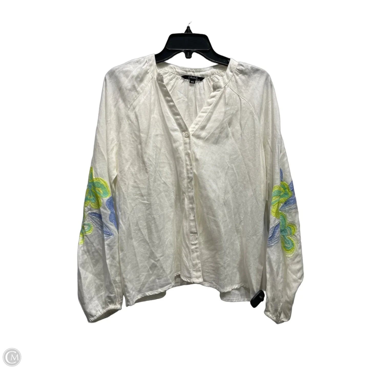 Top Long Sleeve By Charlie B In Blue & Yellow, Size: S