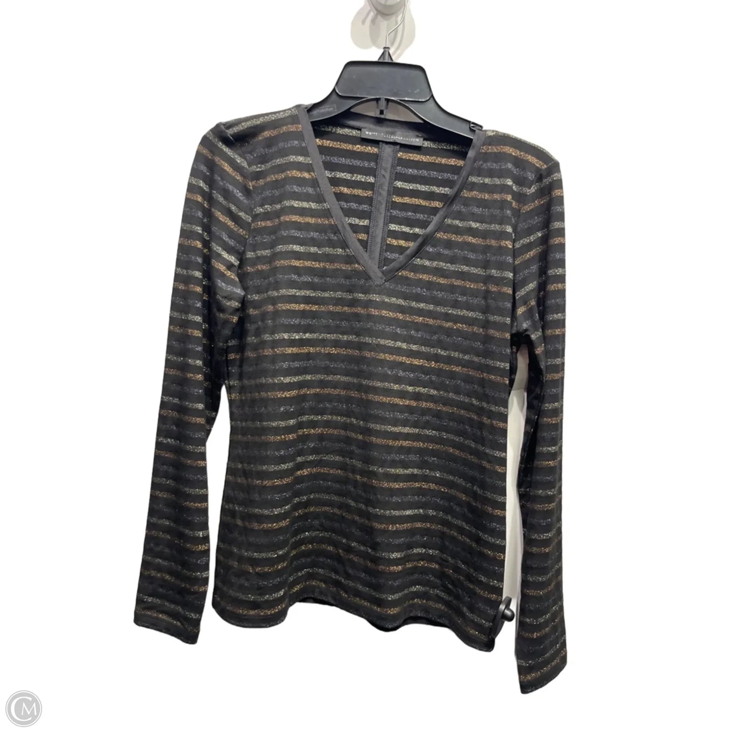 Top Long Sleeve By White House Black Market In Black & Gold, Size: S