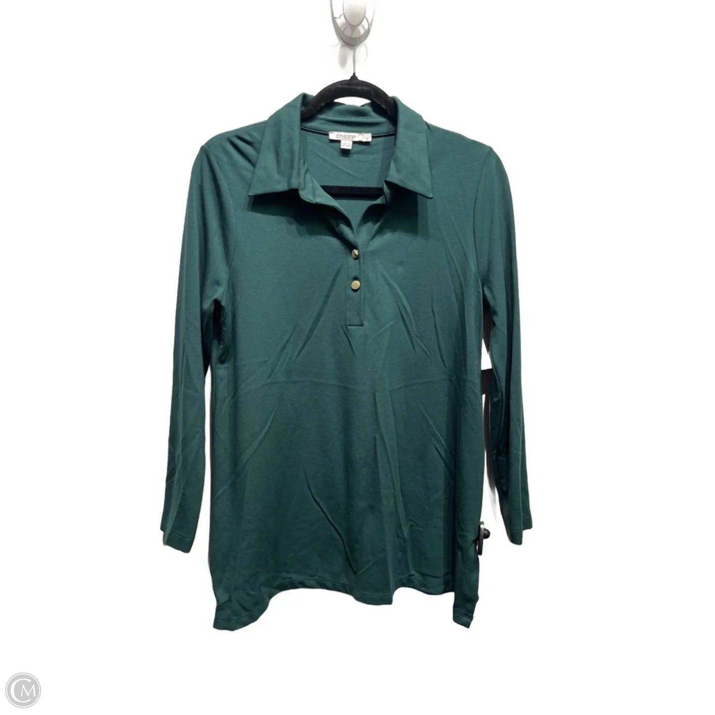 Top Long Sleeve By Chicos In Green, Size: M