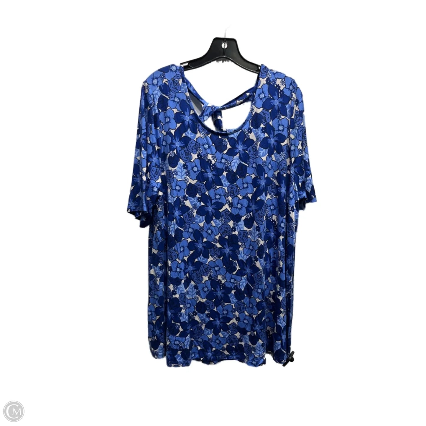 Top Short Sleeve By Lane Bryant In Blue & White, Size: 14