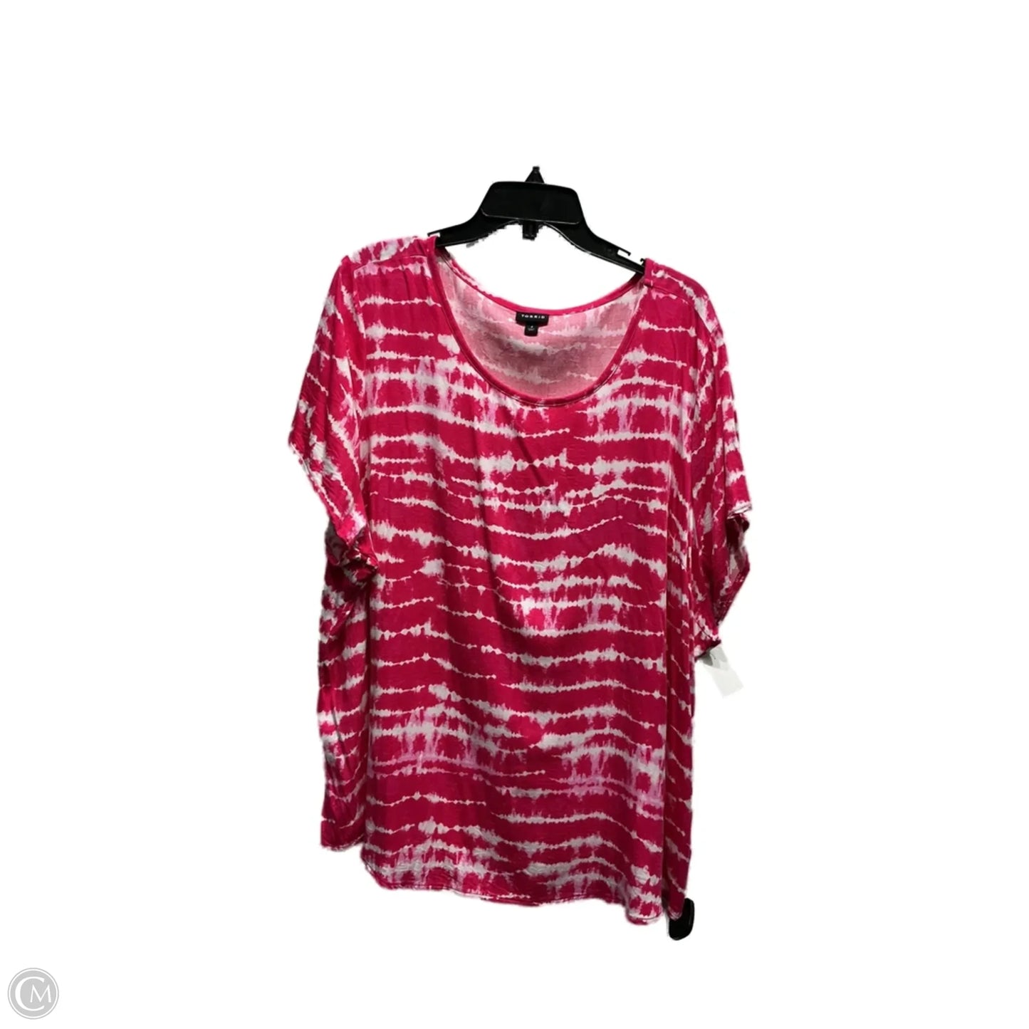 Top Short Sleeve By Torrid In Pink & White, Size: 4X