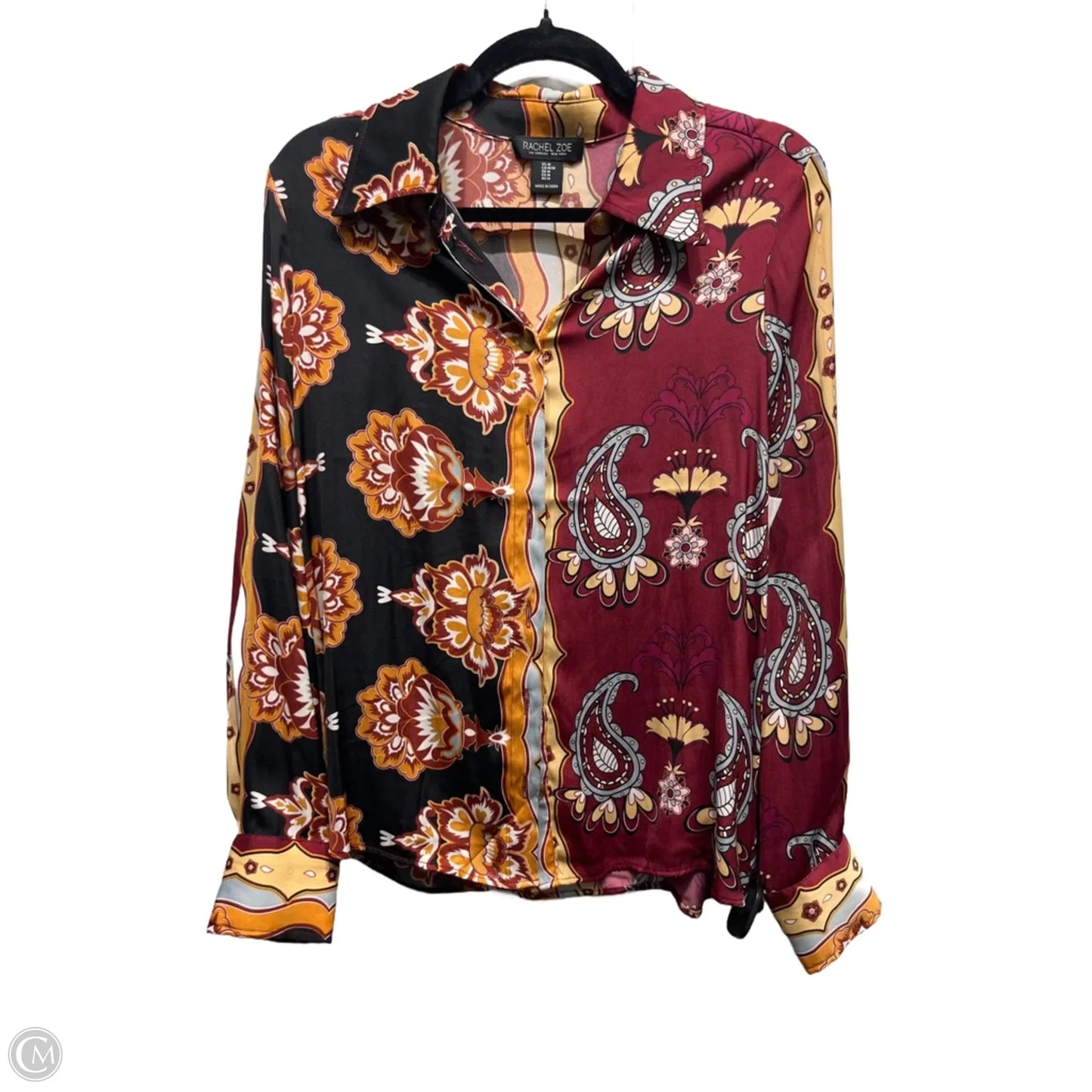 Top Long Sleeve By Rachel Zoe In Red & Yellow, Size: M