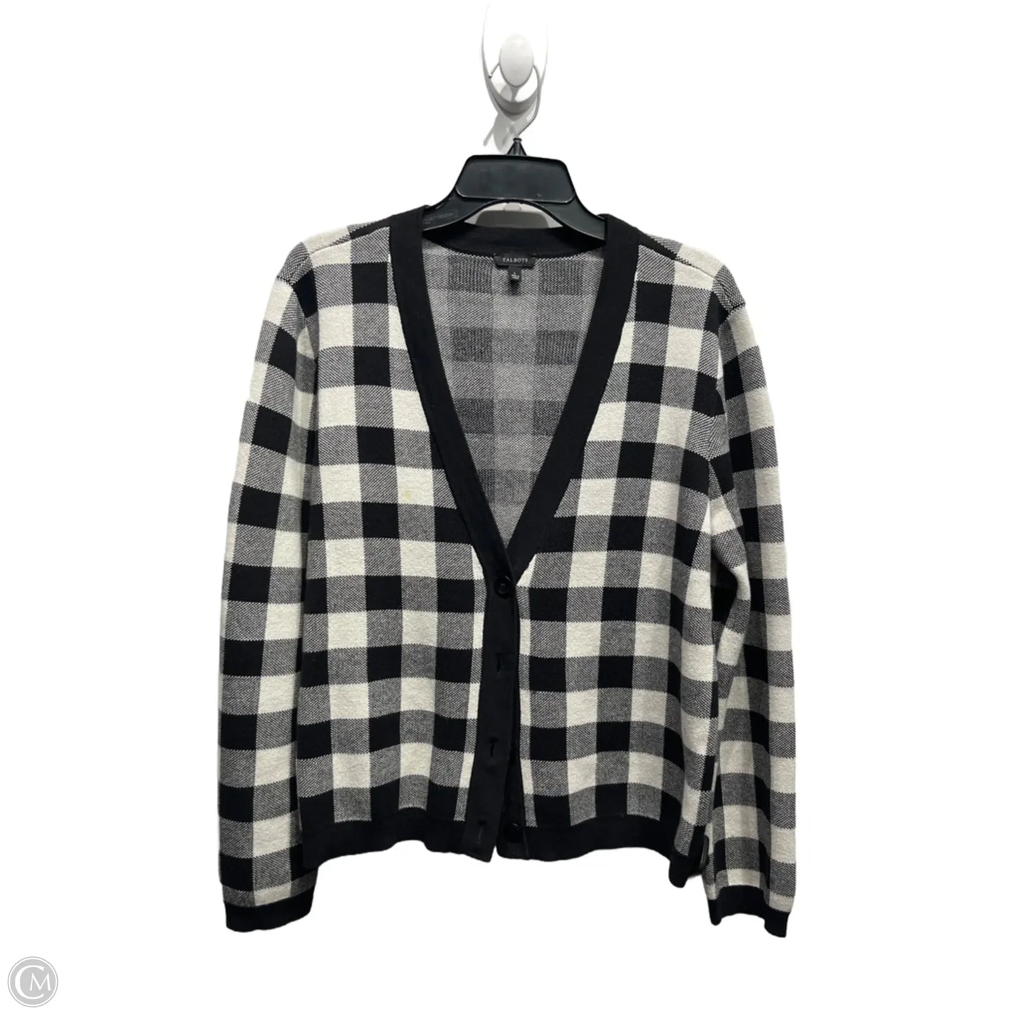 Sweater Cardigan By Talbots In Black & White, Size: L