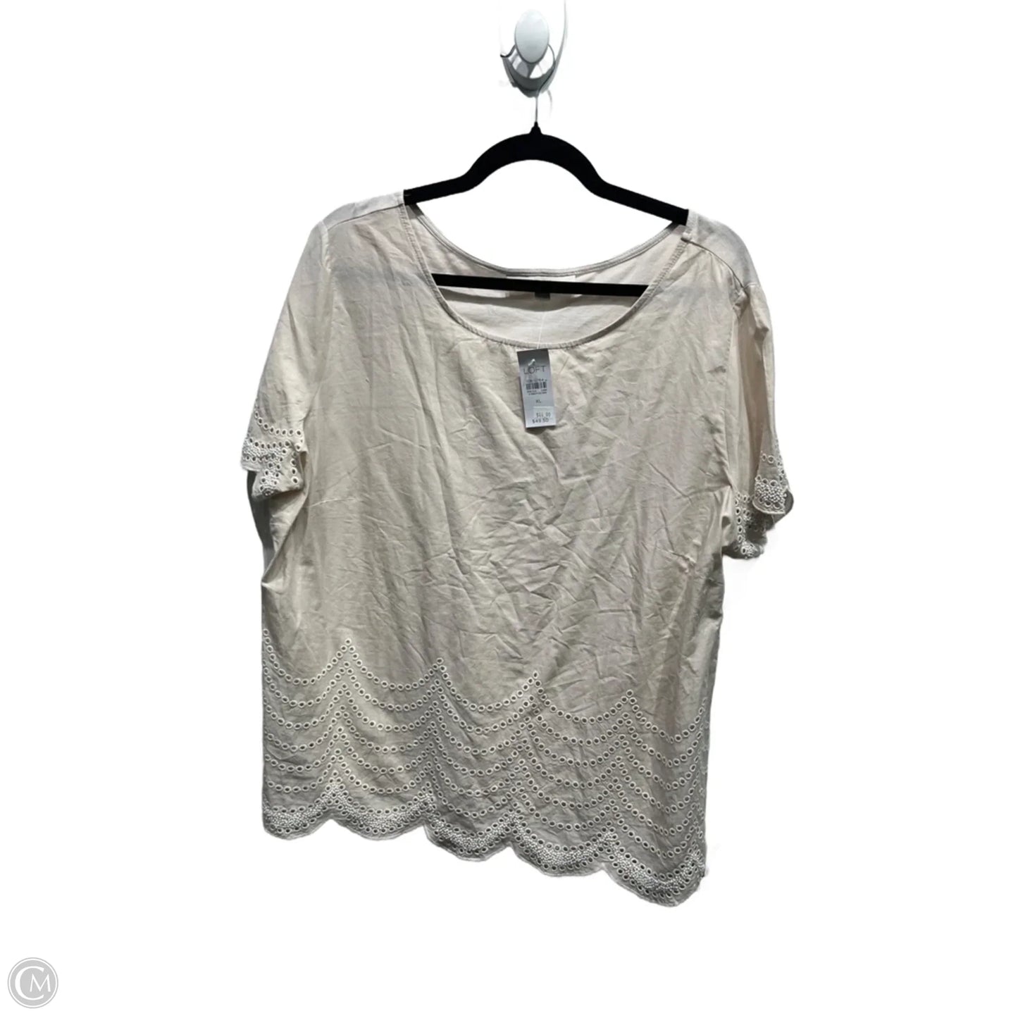 Top Short Sleeve By Loft In Taupe, Size: Xl