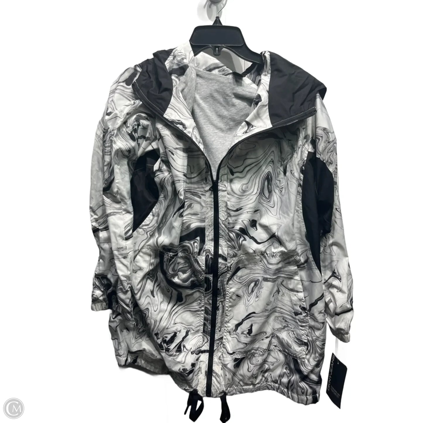 Jacket Windbreaker By Dkny In Black & White, Size: L