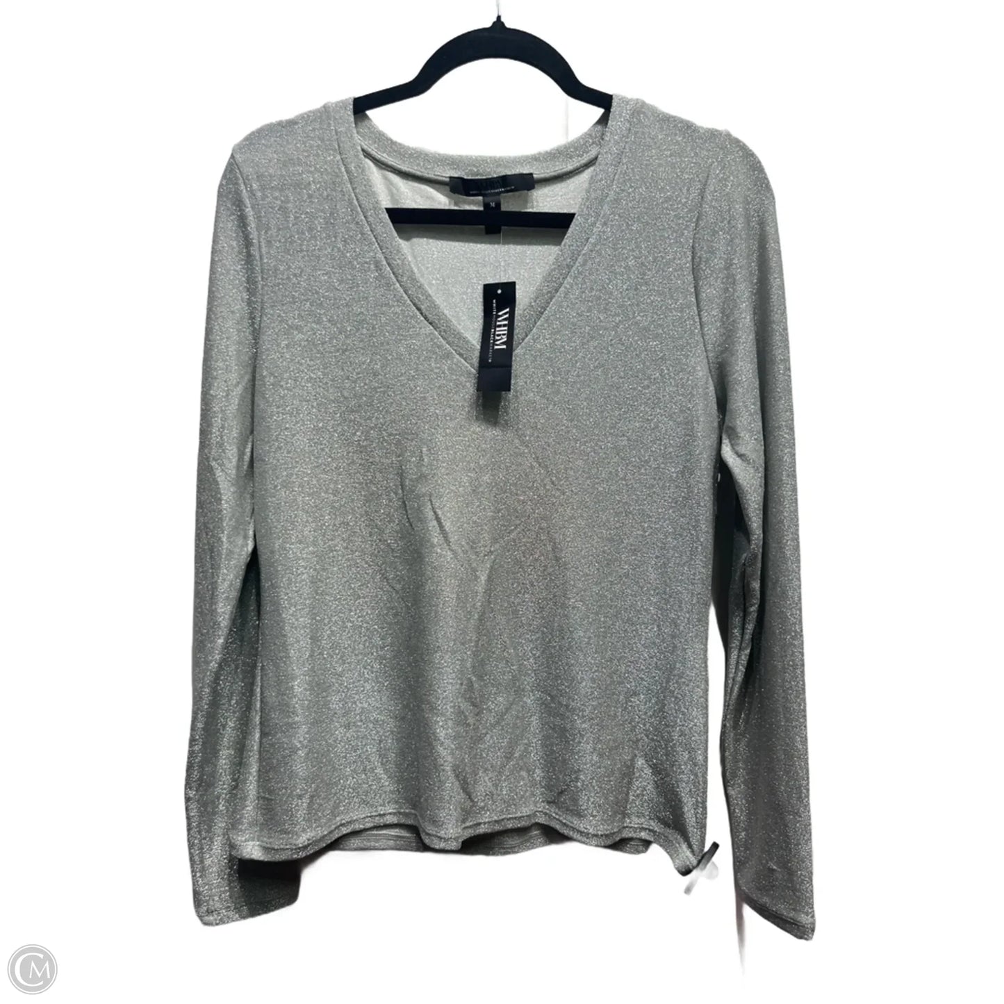 Top Long Sleeve By White House Black Market In Silver, Size: M