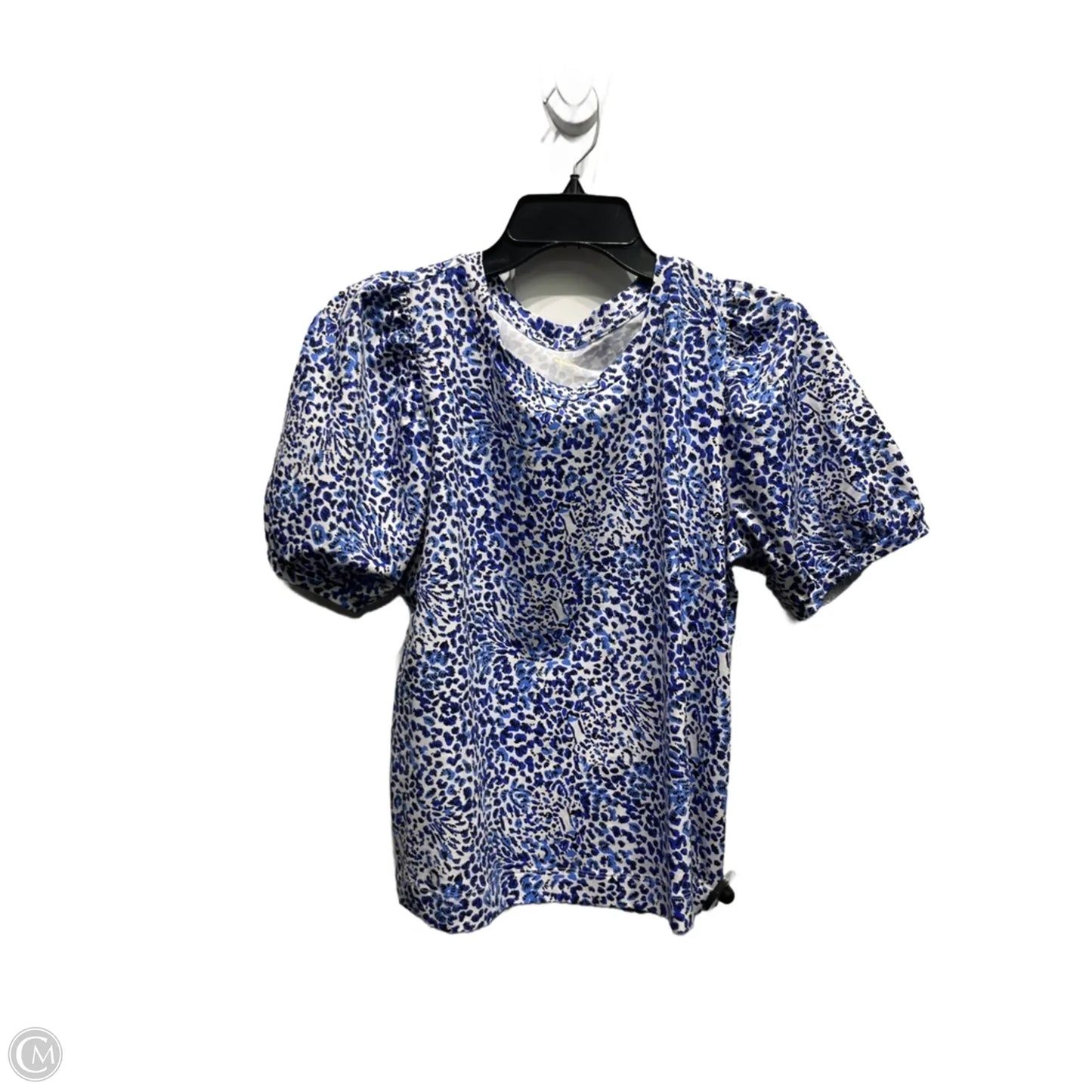 Top Short Sleeve Designer By Lilly Pulitzer In Blue & White, Size: M