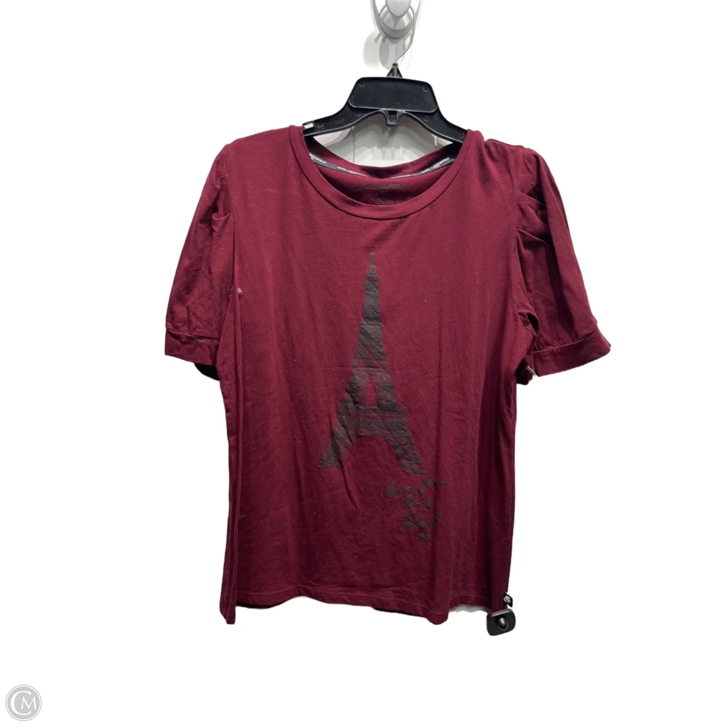 Top Short Sleeve Designer By Karl Lagerfeld In Red, Size: L