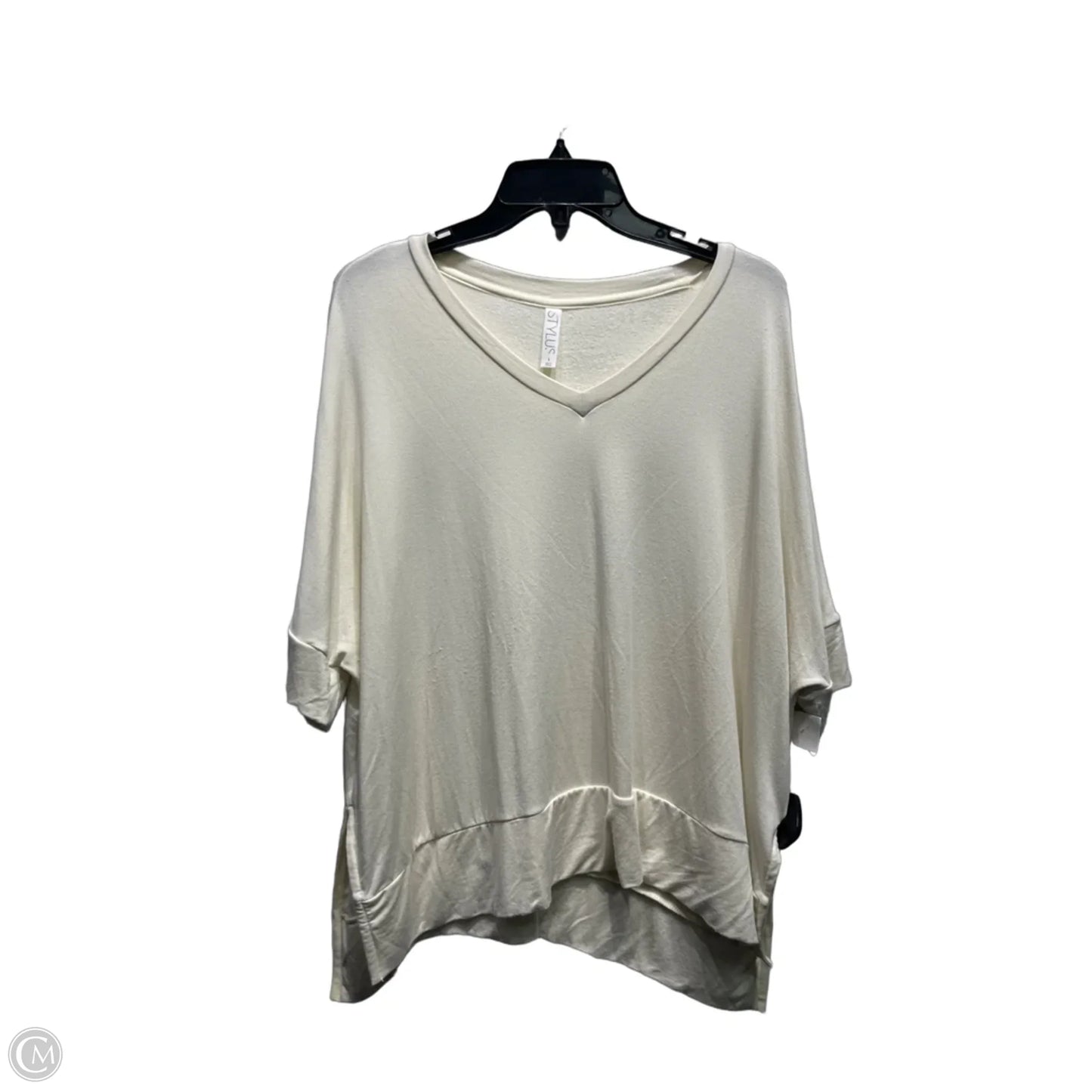 Top Short Sleeve By Stylus In White, Size: L