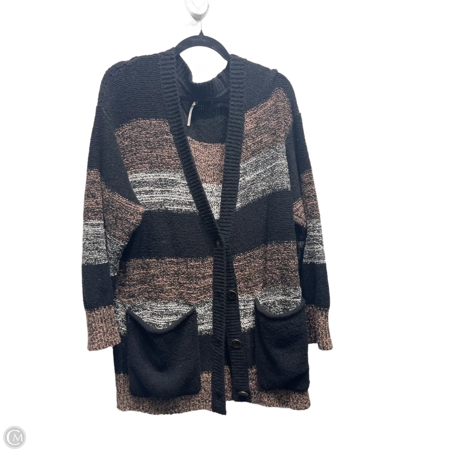 Sweater Cardigan By Free People In Black & Brown, Size: S
