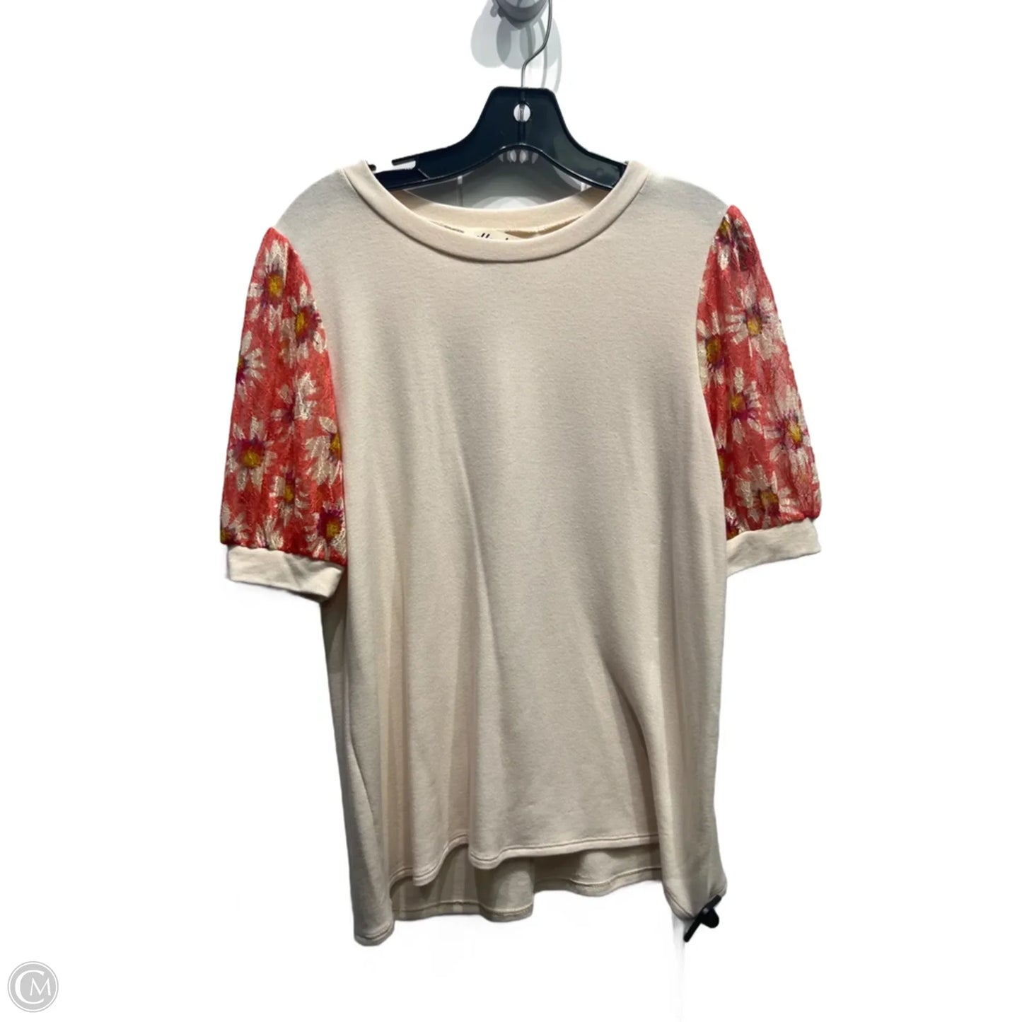 Top Short Sleeve By Haptics In Cream & Orange, Size: M