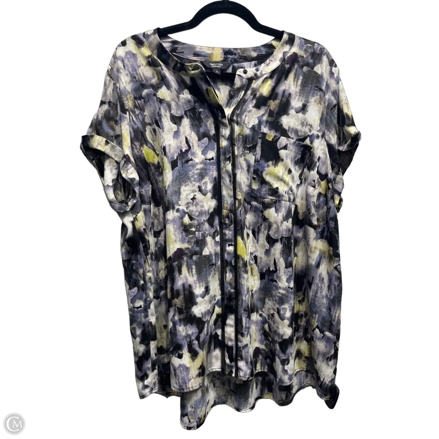 Top Short Sleeve By Simply Vera In Black & Blue, Size: 1x