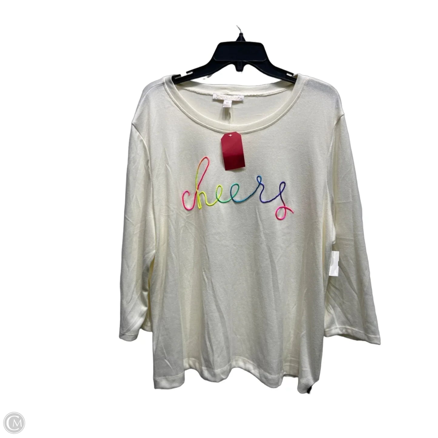 Top Long Sleeve By MAGICAL SEASON In Cream & Green, Size: Xl