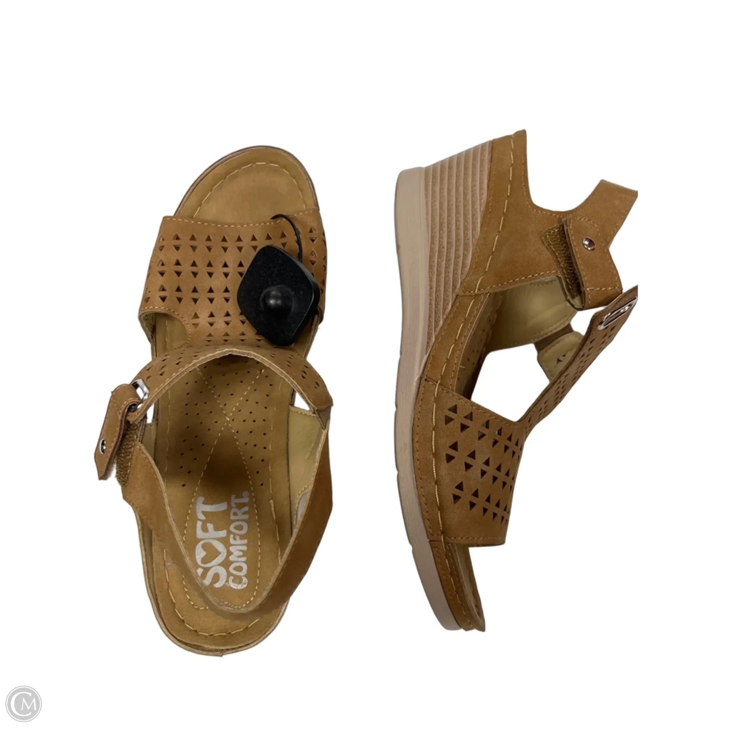Sandals Heels Wedge By soft comfort In Tan, Size: 10
