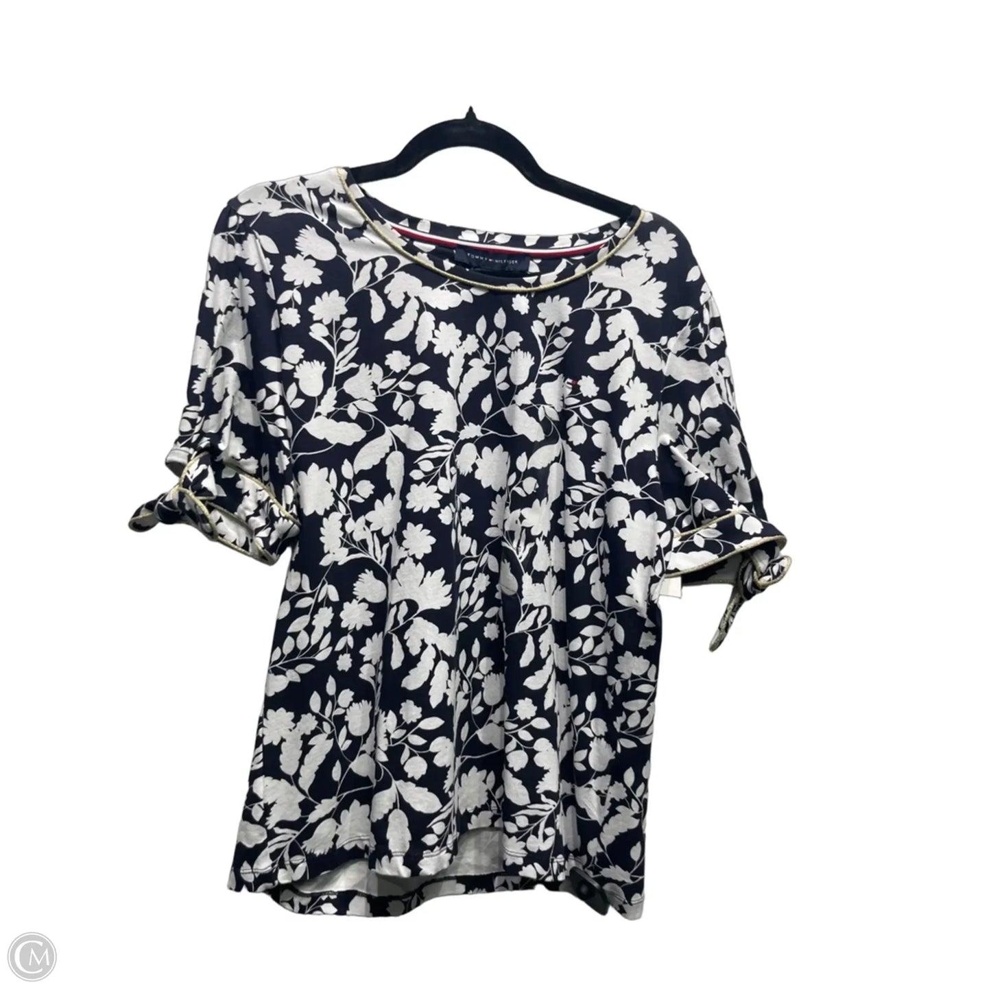 Top Short Sleeve By Tommy Hilfiger In Black & White, Size: L