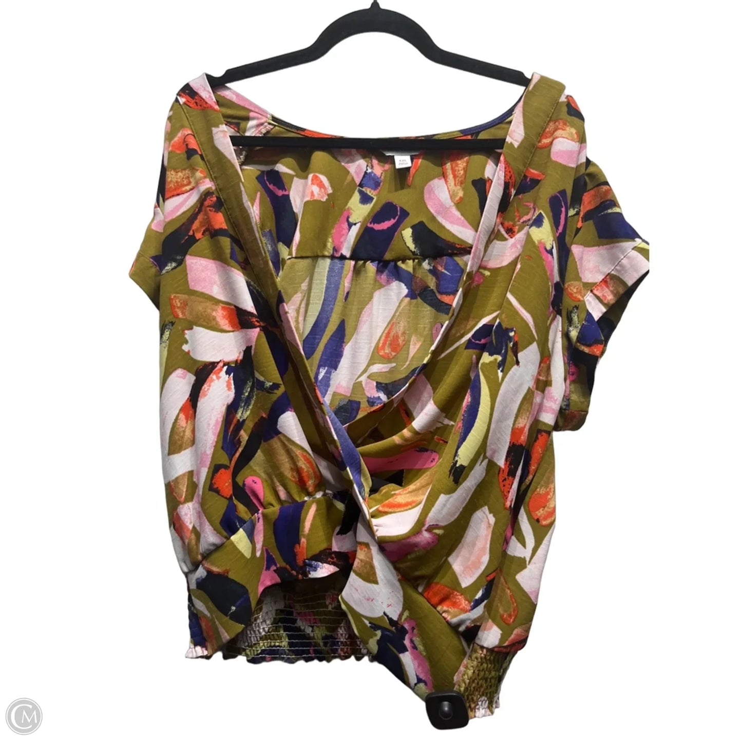 Top Short Sleeve By Nine West In Green & Orange, Size: Xxl
