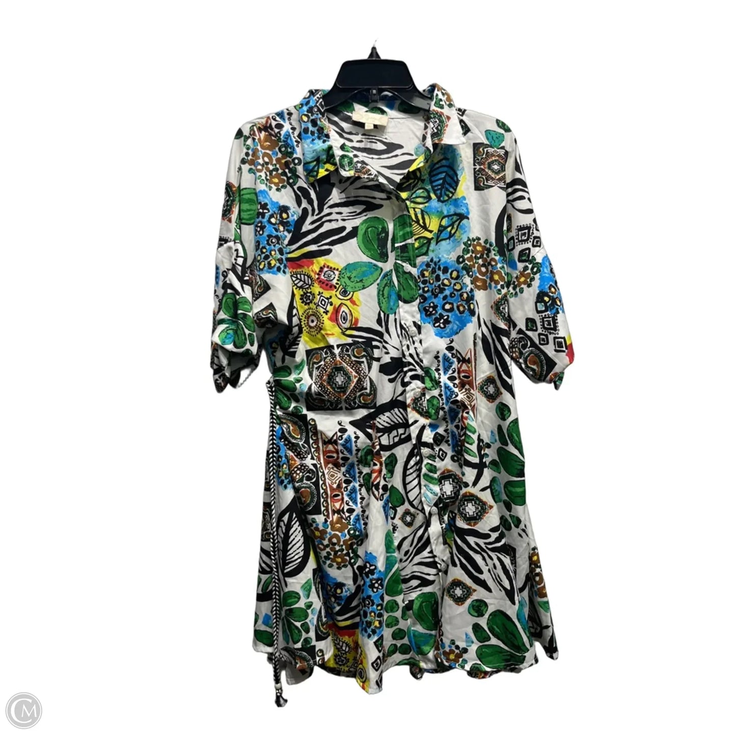 Dress Casual Short By Indulge In Green & Yellow, Size: Xl