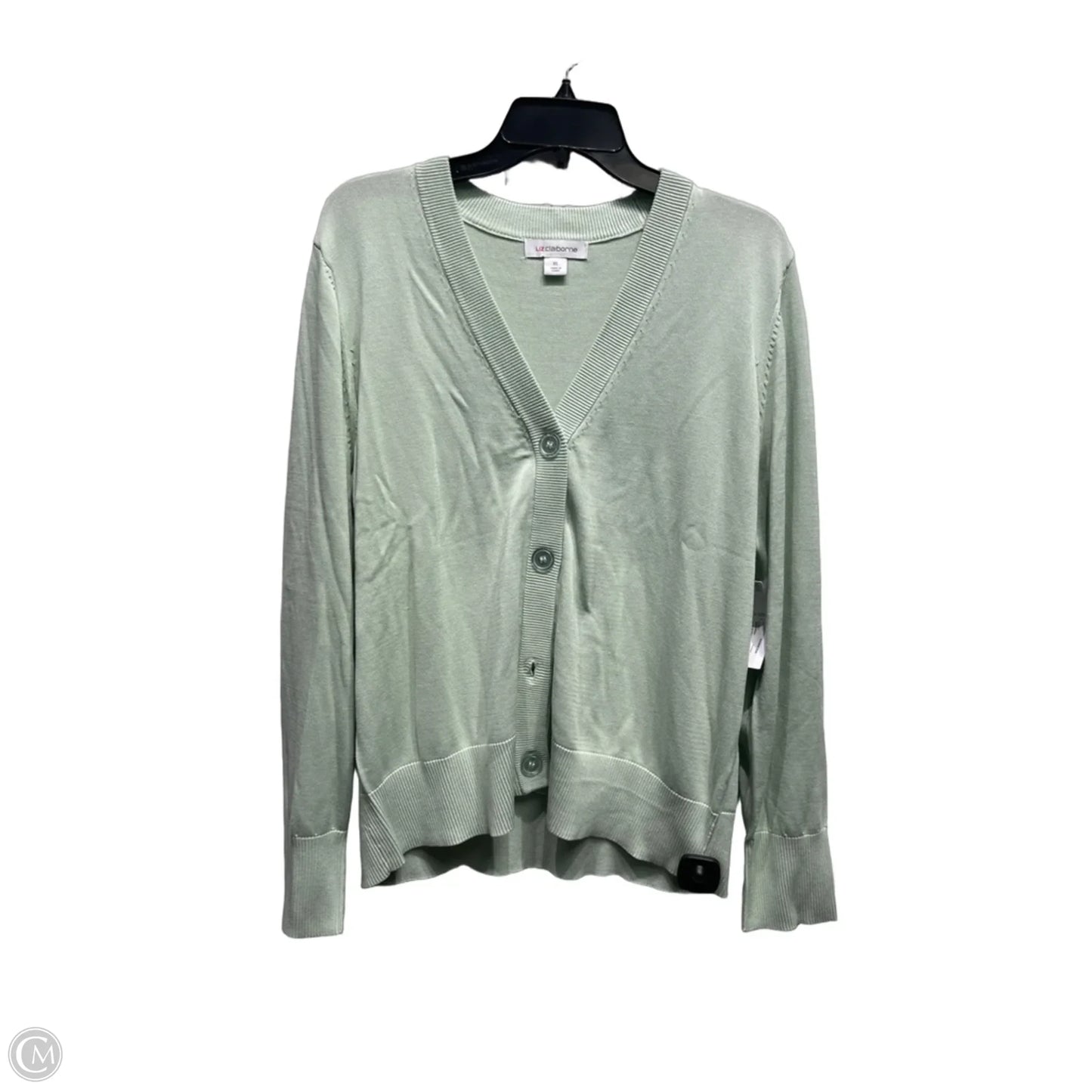 Sweater Cardigan By Liz Claiborne In Green, Size: Xl