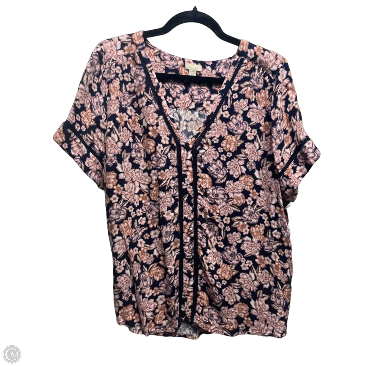 Top Short Sleeve By Hinge In Blue & Pink, Size: Xl