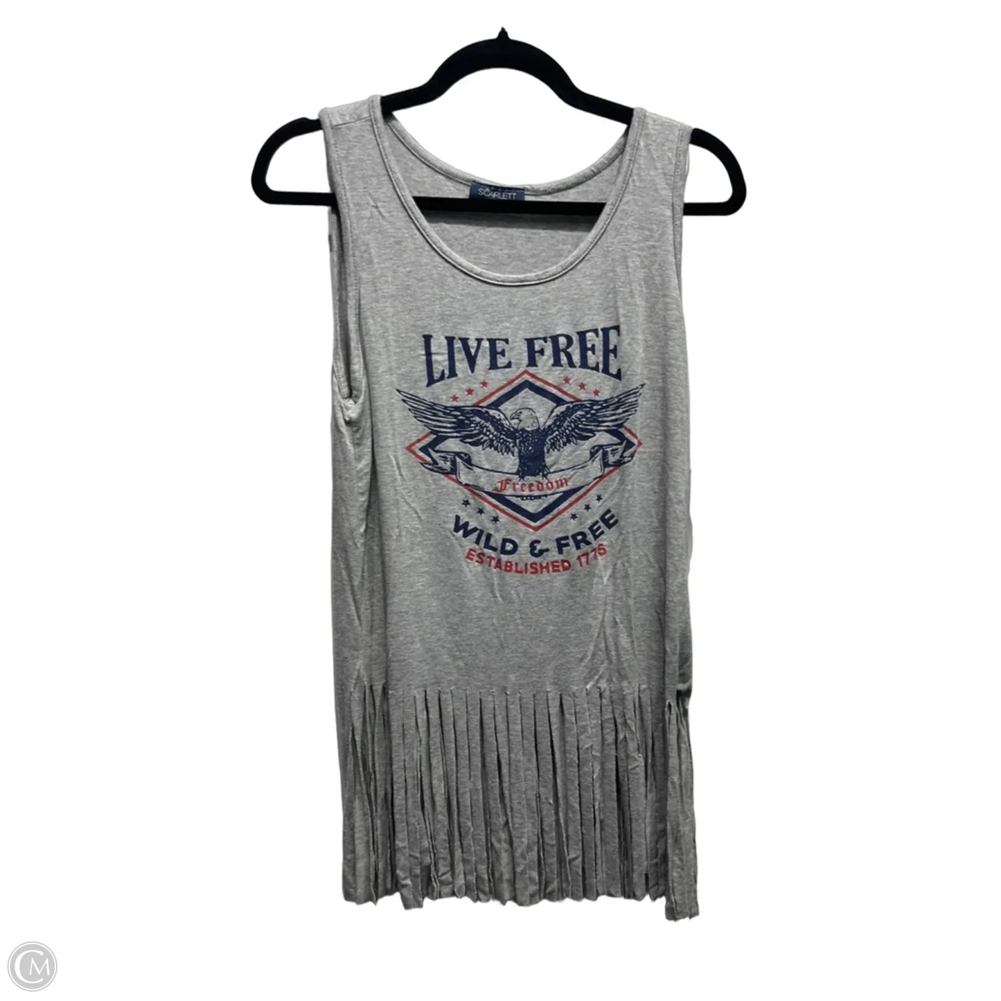 Top Sleeveless By Scarlett In Grey & Red, Size: S