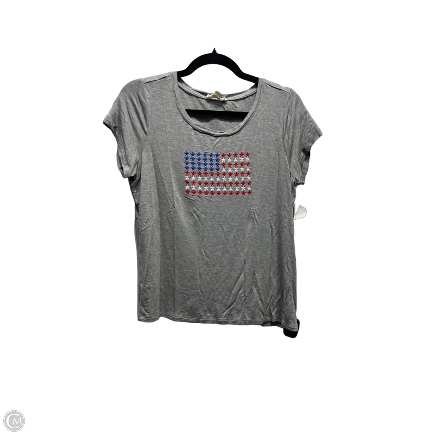 Top Short Sleeve Basic By brit ny In Grey & Red, Size: M