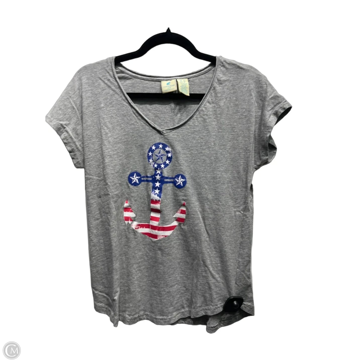 Top Short Sleeve Basic By Caribbean Joe In Grey & Red, Size: S