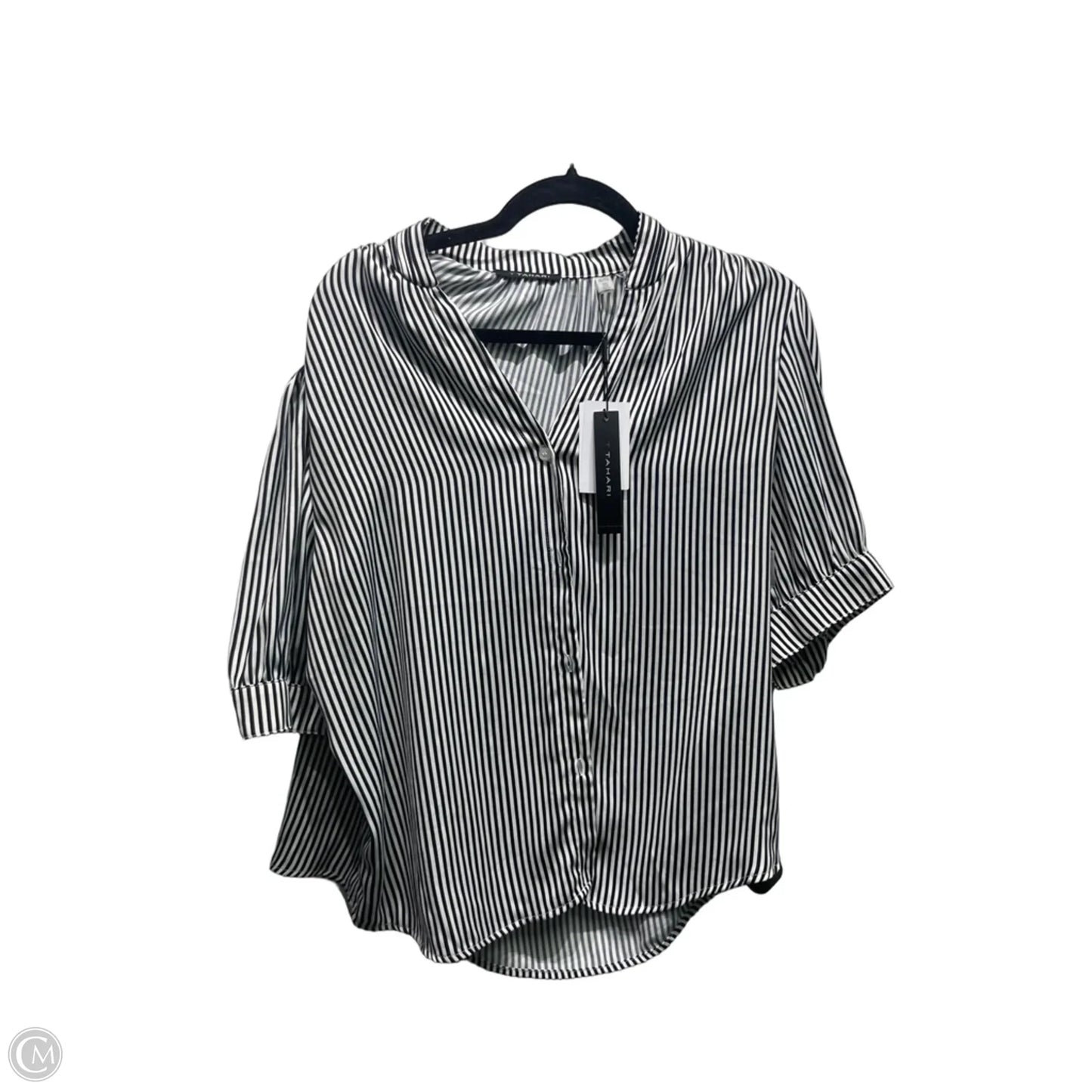 Top Short Sleeve By T Tahari In Blue & White, Size: Xl