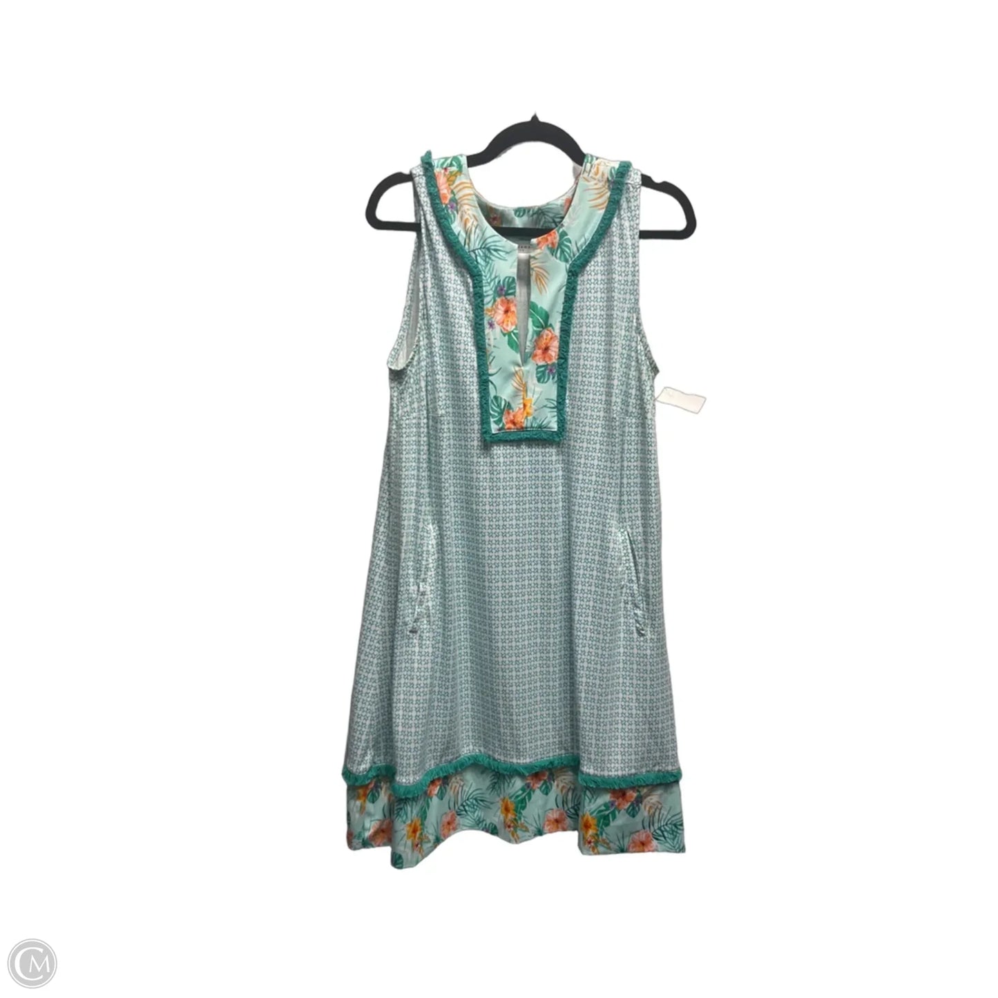 Dress Casual Short By Cabana Life In Green & Orange, Size: 1x