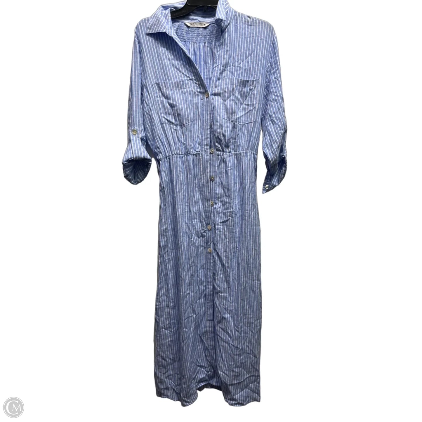 Dress Casual Maxi By Zara In Blue & White, Size: S