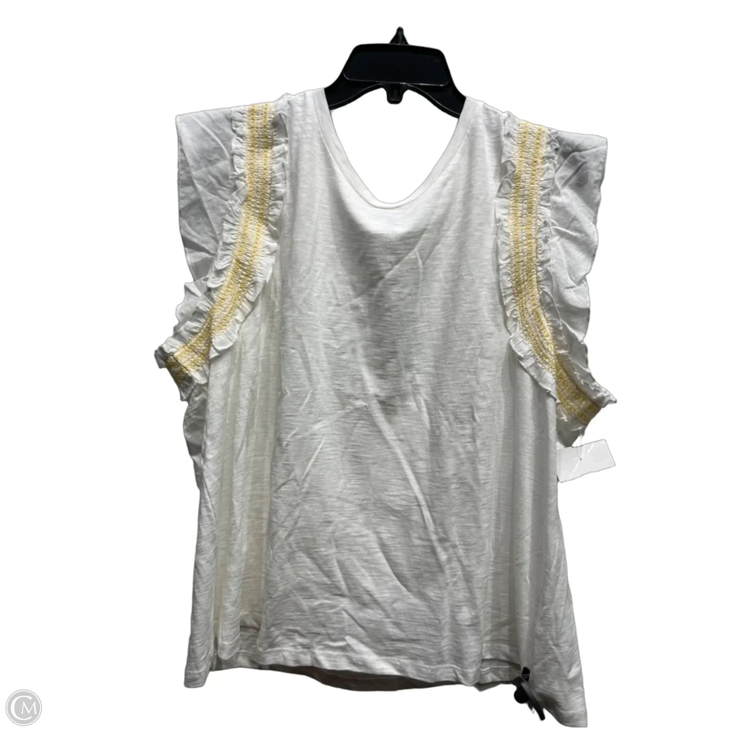 Top Short Sleeve By Nautica In White & Yellow, Size: Xxl