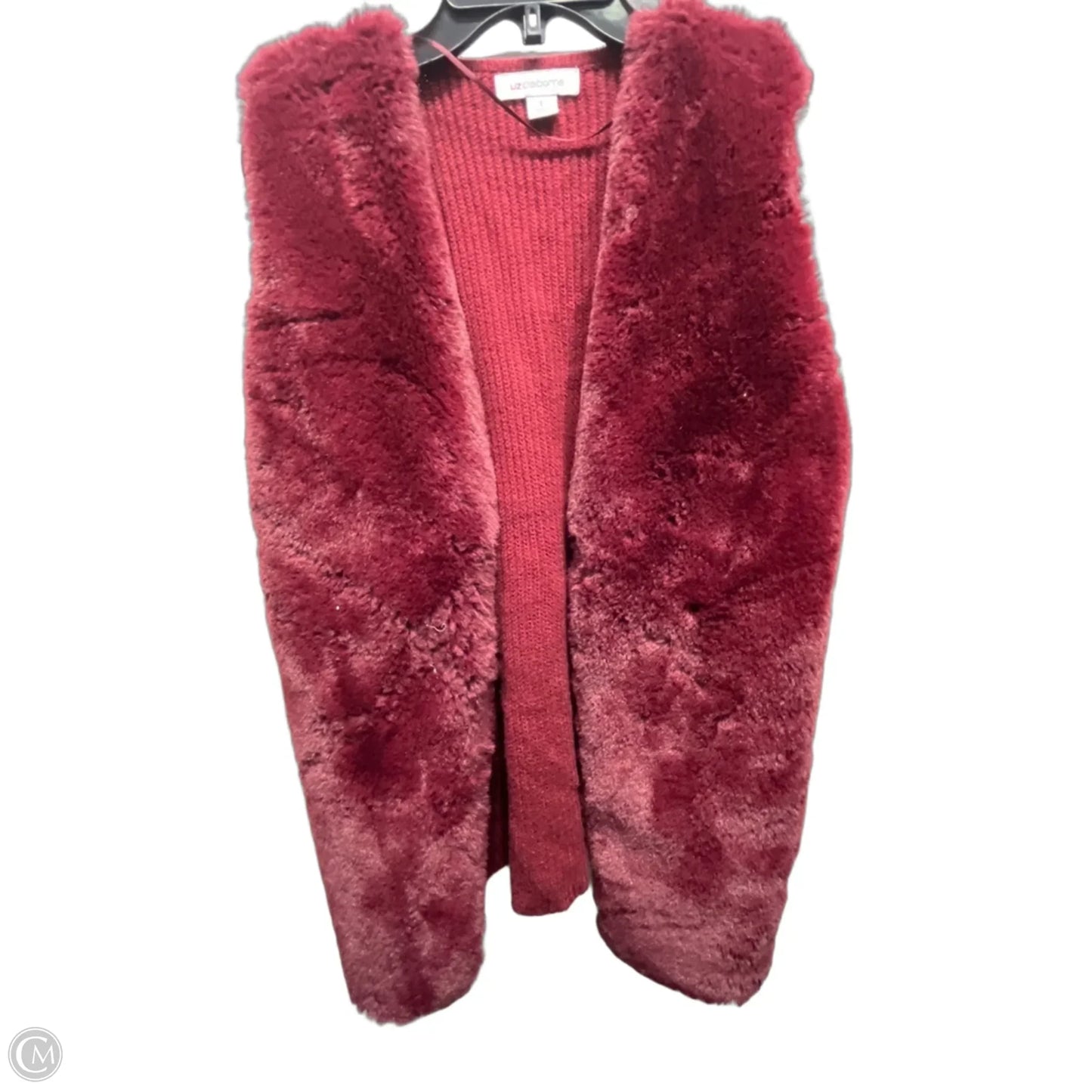 Vest Faux Fur & Sherpa By Liz Claiborne In Red, Size: L