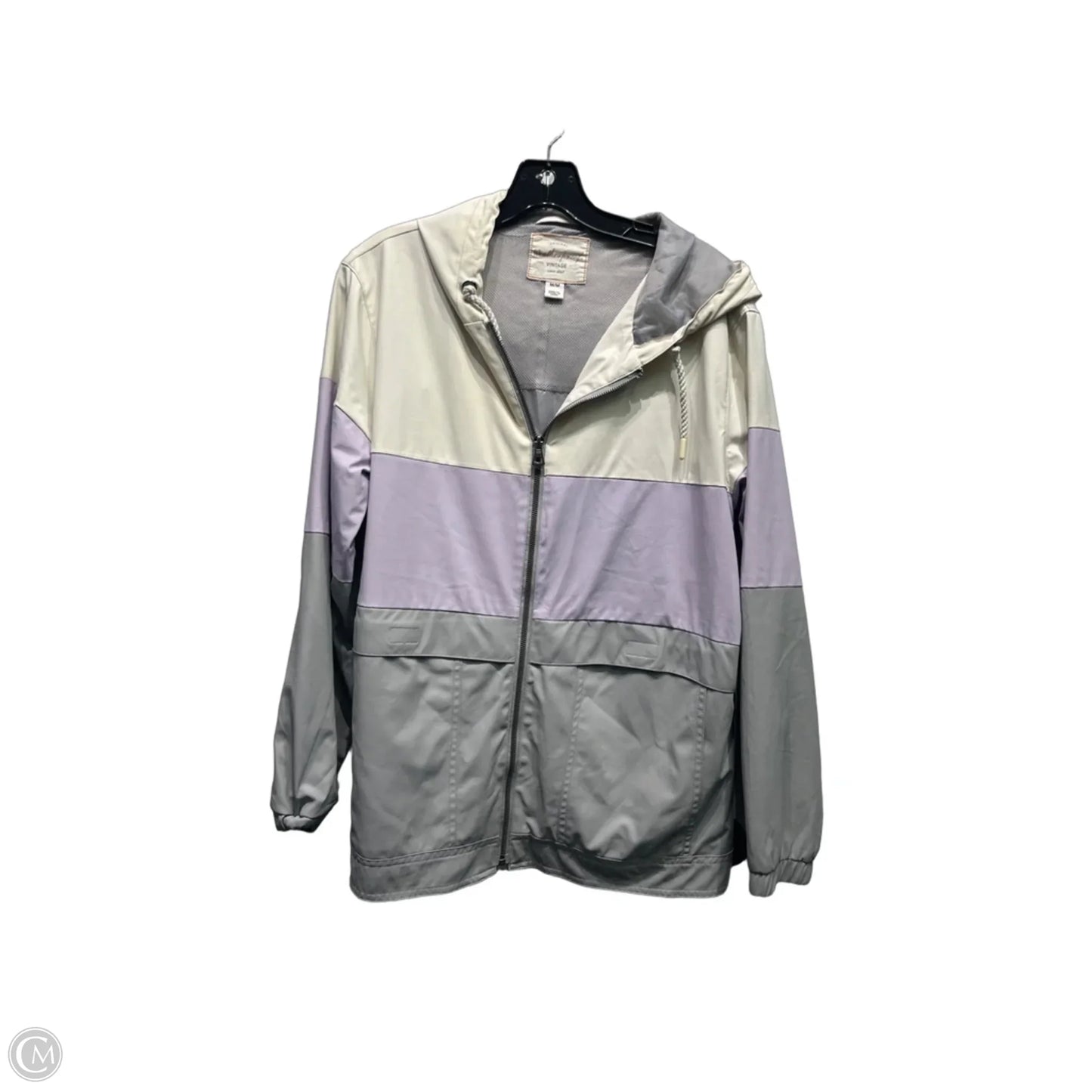 Jacket Windbreaker By Weatherproof In Grey & Purple, Size: M