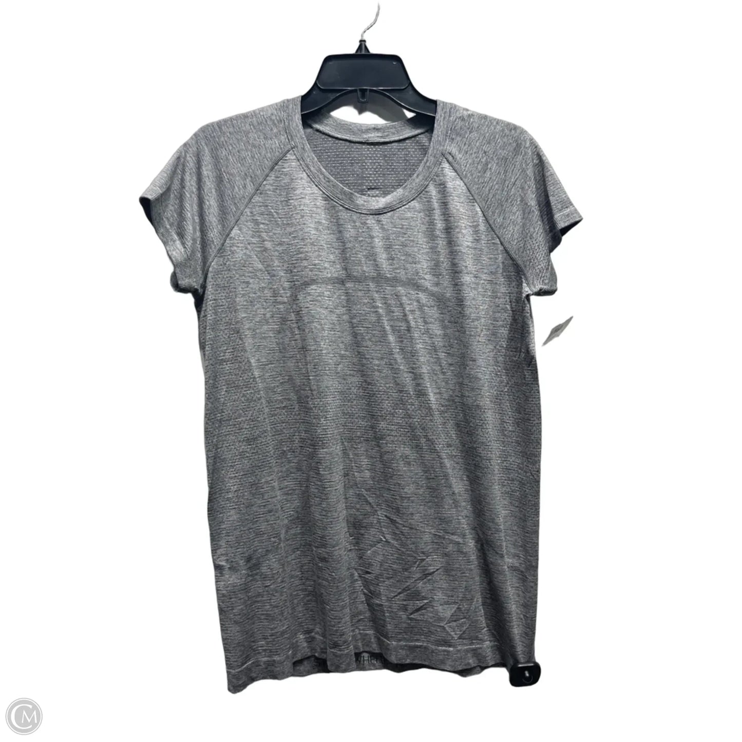 Athletic Top Short Sleeve By Lululemon In Grey, Size: 12
