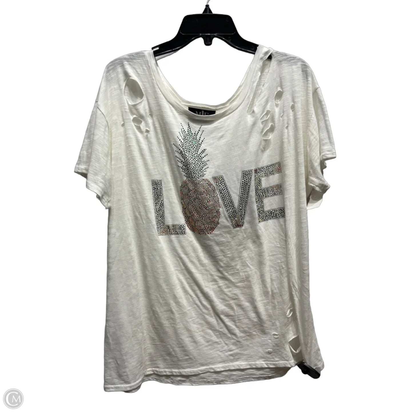 Top Short Sleeve By MOVING FORWRD DESIGNS In Green & White, Size: L