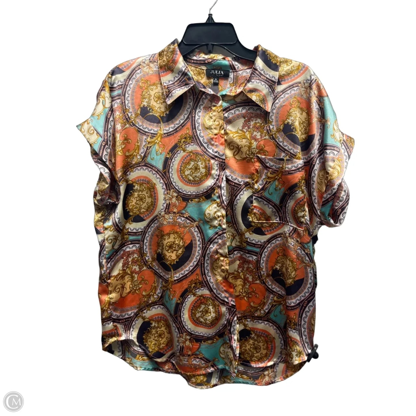 Top Short Sleeve By JULIA BY LOVE J In Pink & Tan, Size: Xl