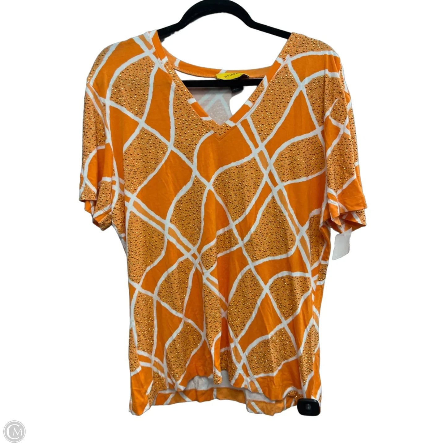 Top Short Sleeve Luxury Designer By St John Collection In Orange, Size: Xl