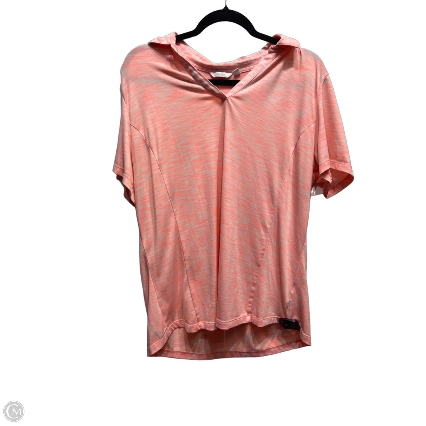 Top Short Sleeve By Lady Hagen In Orange & White, Size: Xl