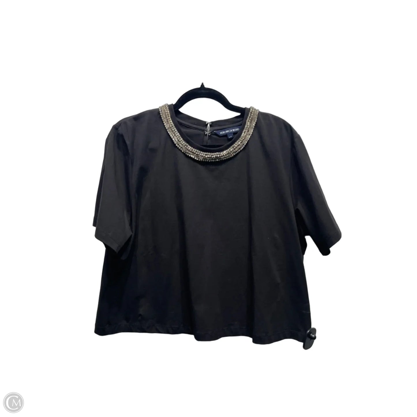 Top Short Sleeve By Veronica Beard In Black & Silver, Size: L