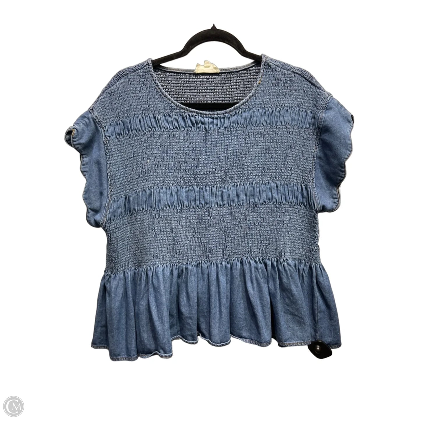 Top Short Sleeve By Umgee In Blue Denim, Size: L