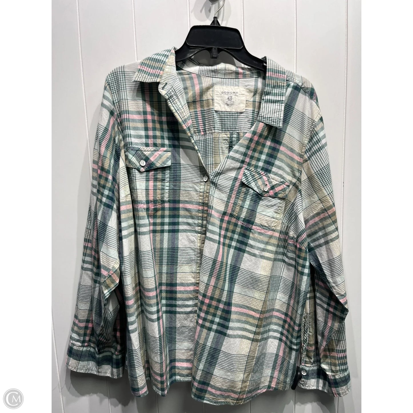 Top Long Sleeve By Sonoma In Green, Size: 2x