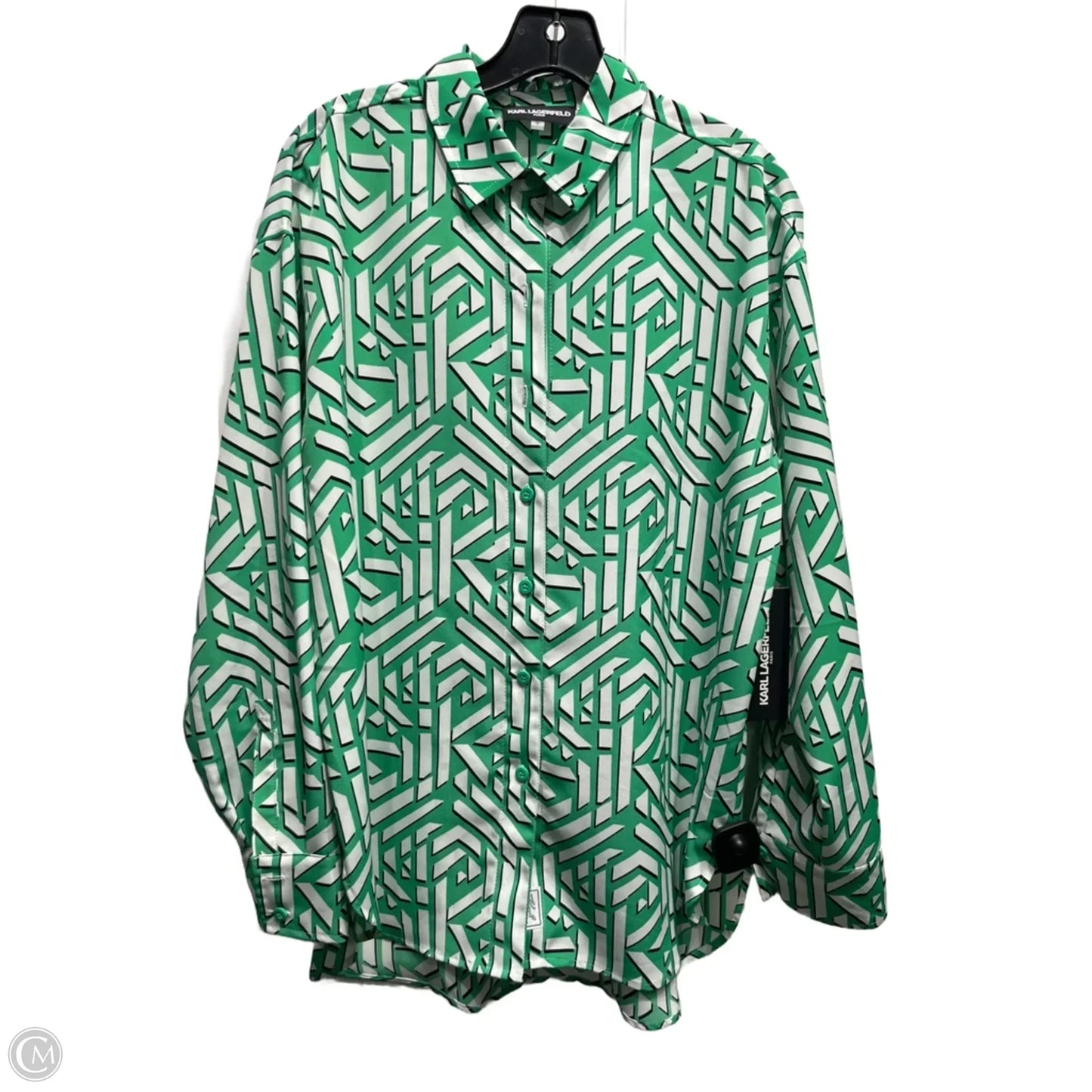 Top Long Sleeve Designer By Karl Lagerfeld In Green, Size: S