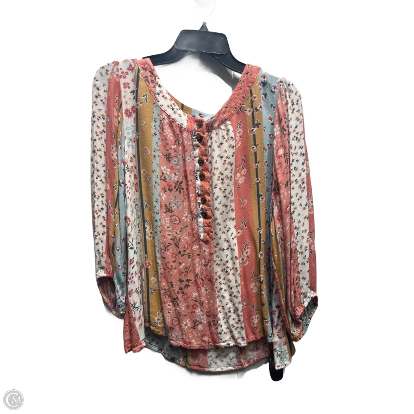 Top Long Sleeve By Coral Bay In Blue & Pink, Size: Xl