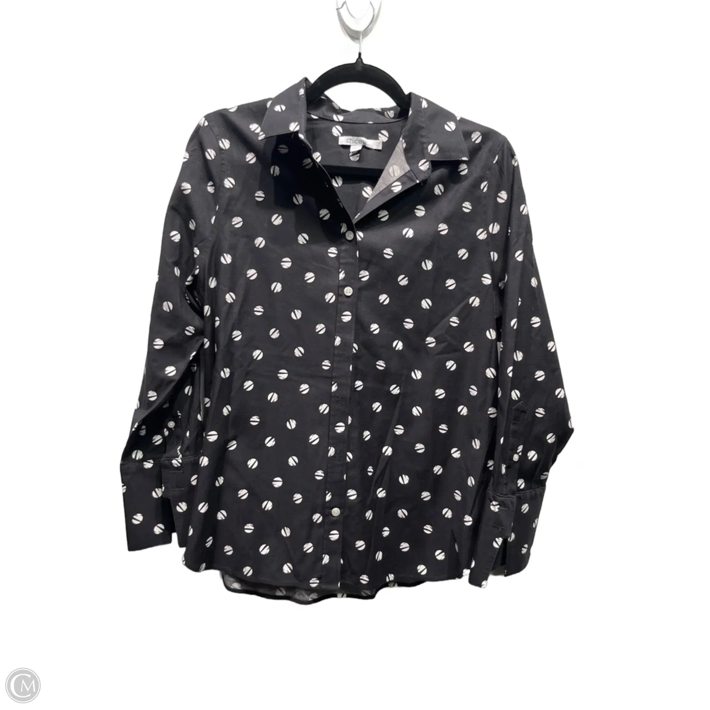 Top Long Sleeve By Chicos In Black & White, Size: 6