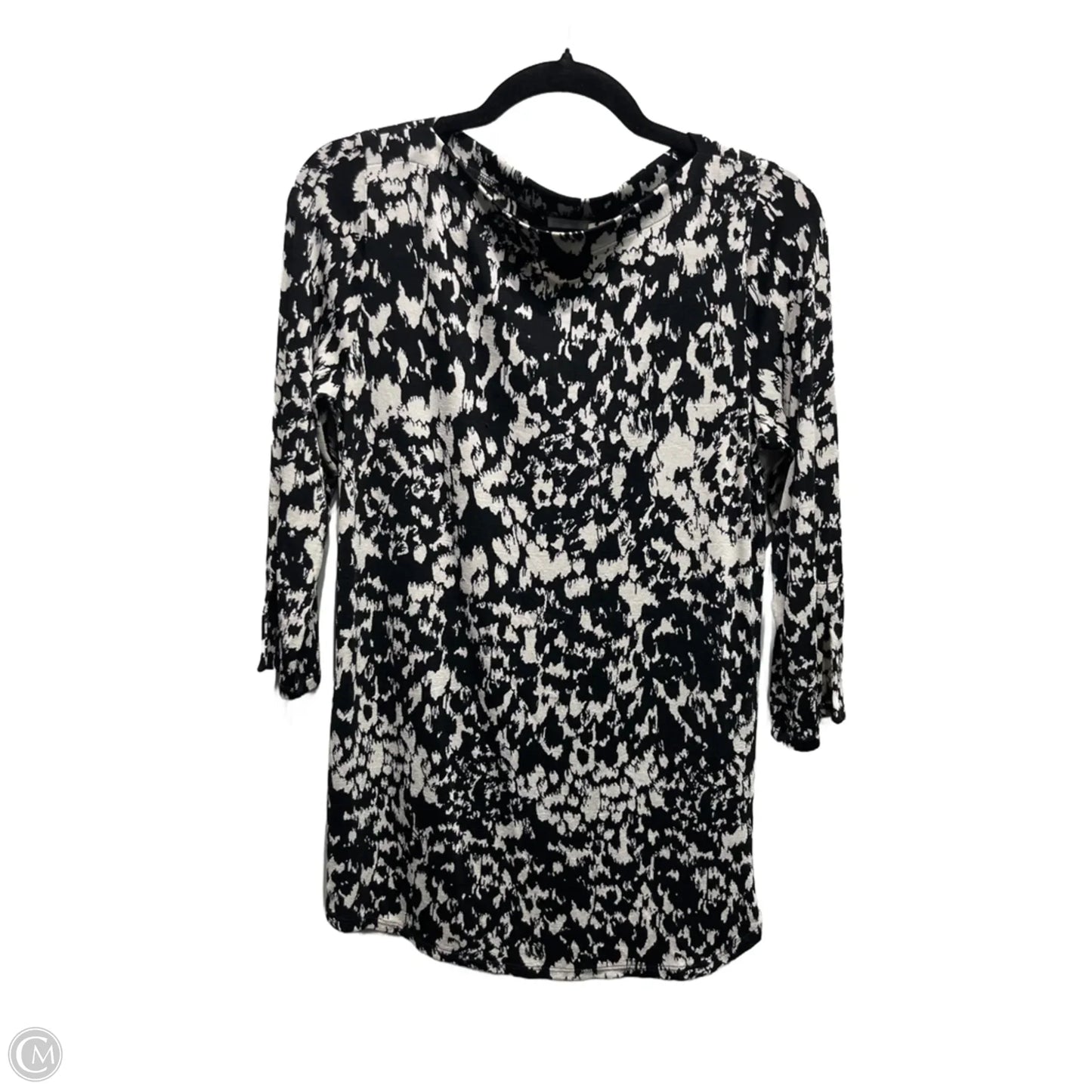 Top Long Sleeve By Chicos In Black & White, Size: S