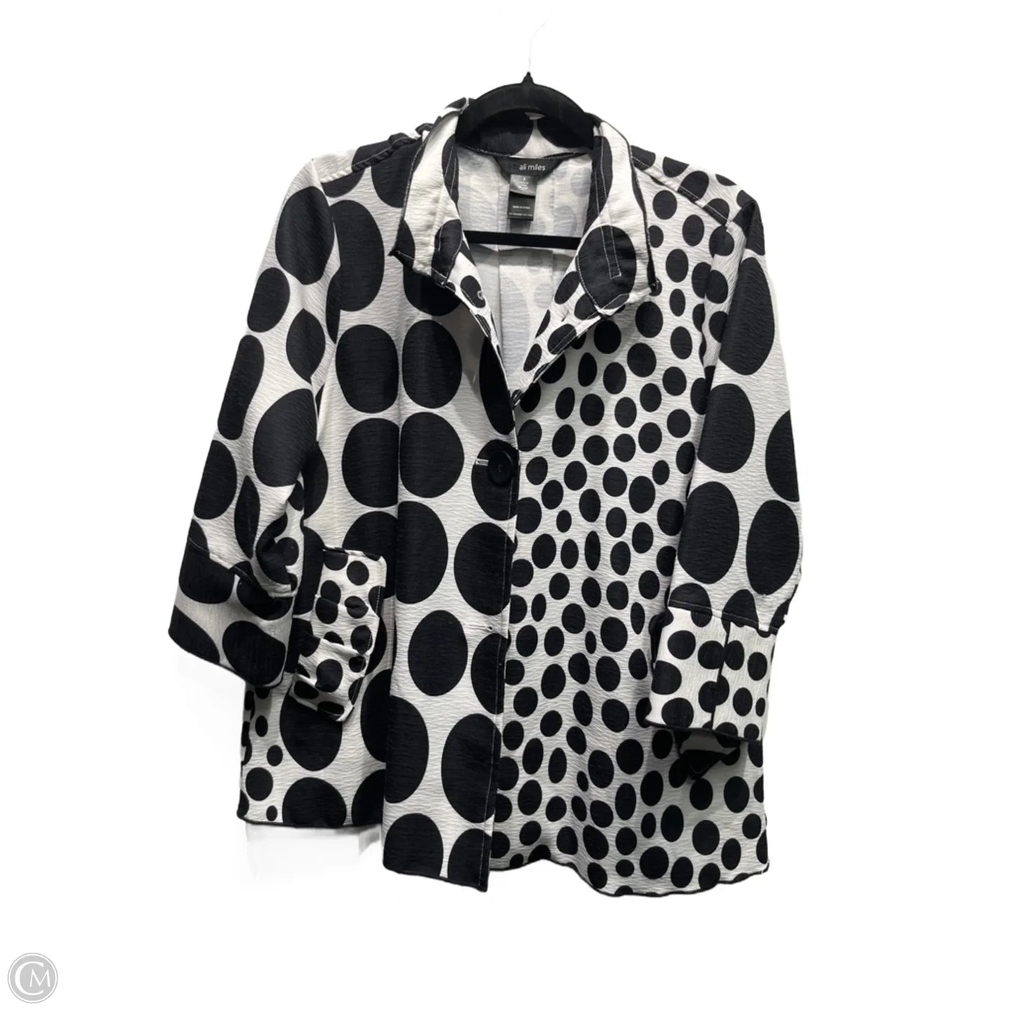 Top Long Sleeve By Ali Miles In Black & White, Size: S
