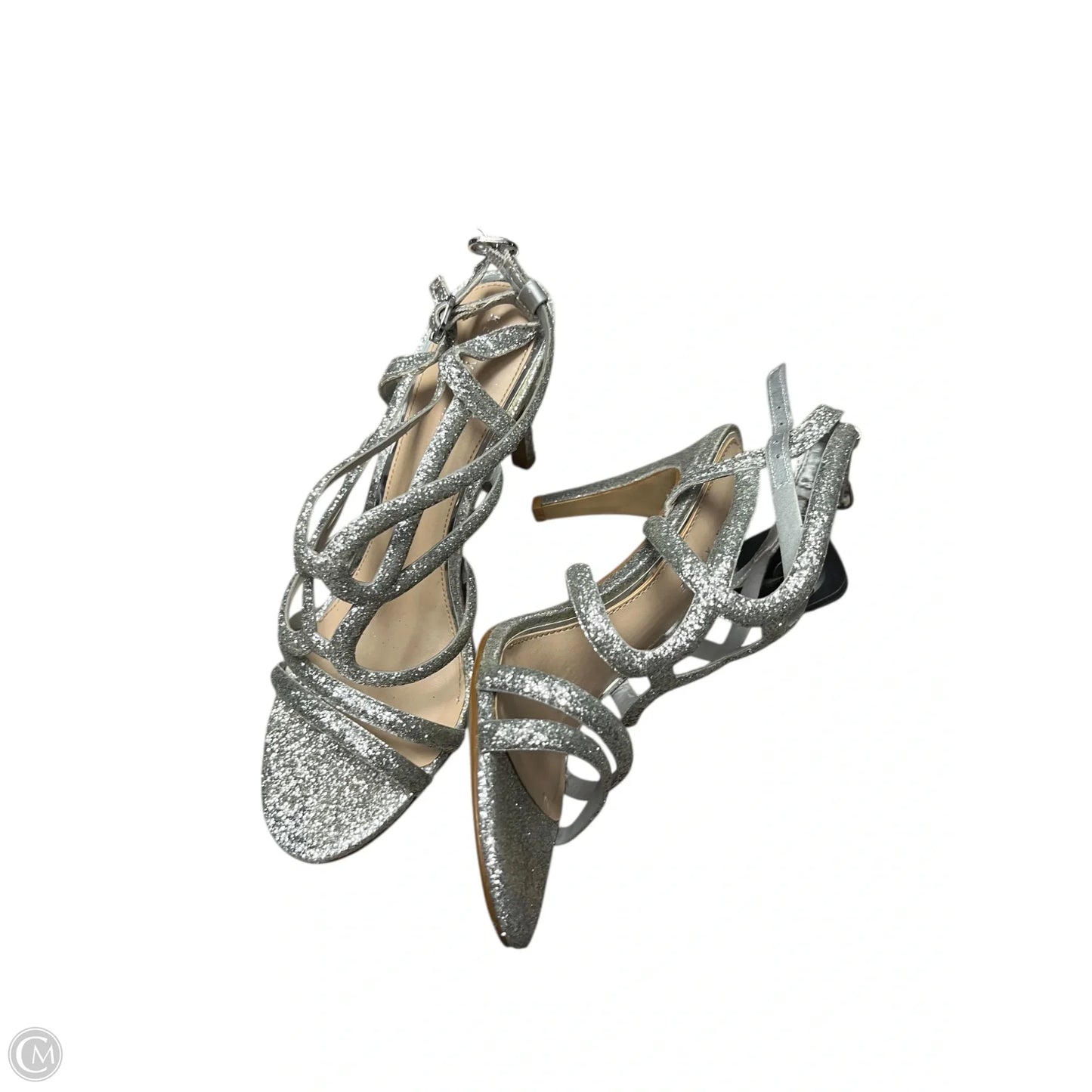 Sandals Heels Kitten By Kelly And Katie In Silver, Size: 8.5