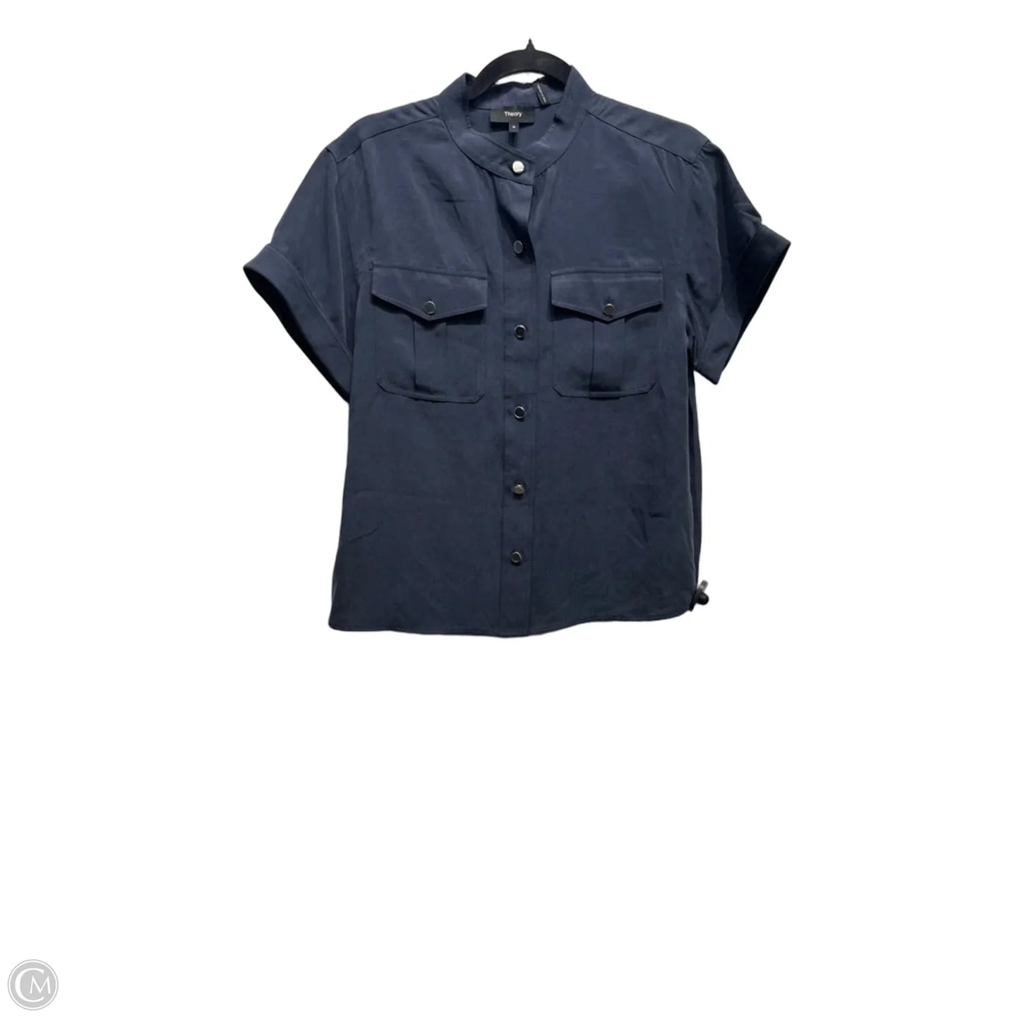 Top Short Sleeve By Theory In Navy, Size: M