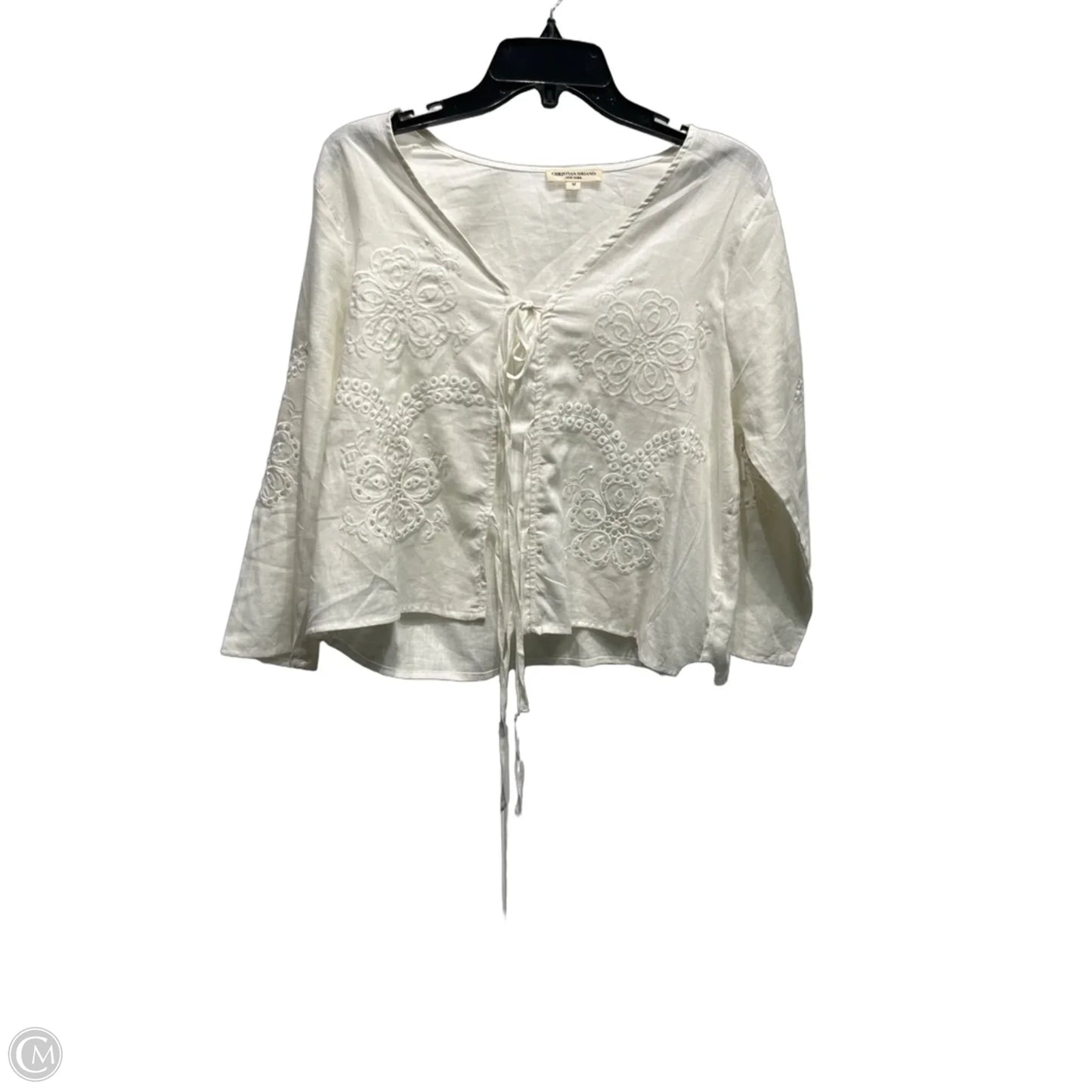 Top Long Sleeve By Christian Siriano In White, Size: M