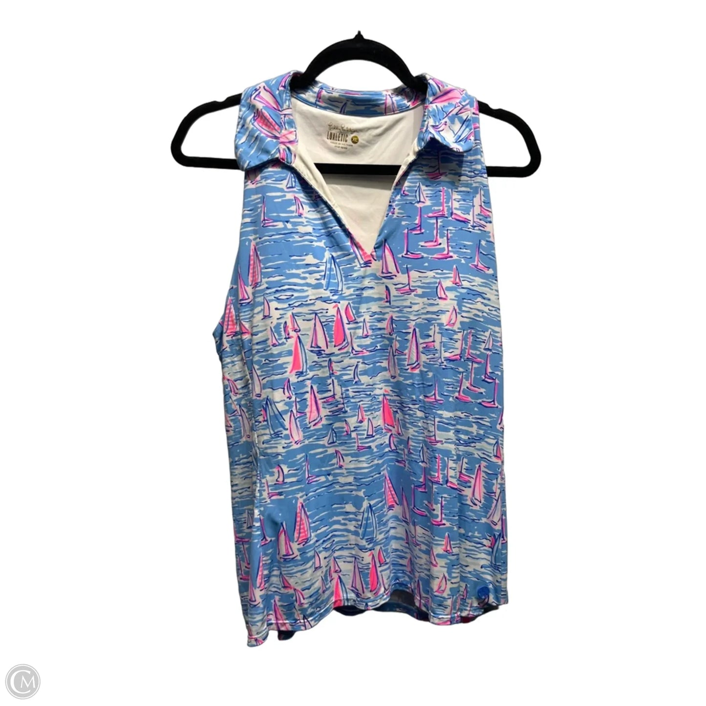 Top Sleeveless Designer By Lilly Pulitzer In Blue & Pink, Size: Xl